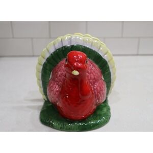 Vintage 1993 ABC Distributing Ceramic Turkey Napkin Holder Thanksgiving Decor